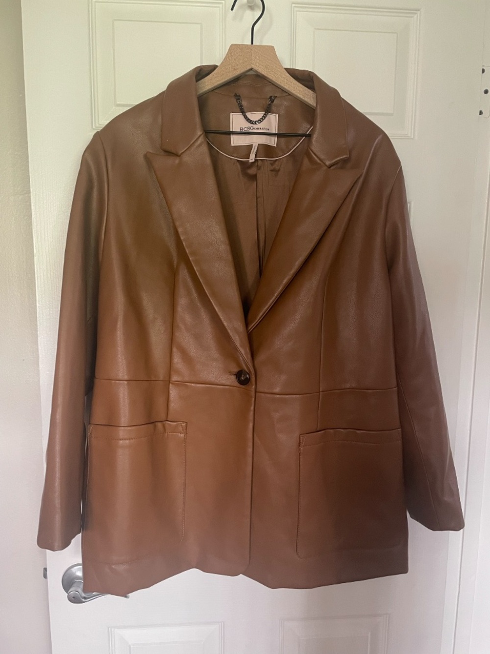BCBGeneration Brown Faux Leather Blazer
